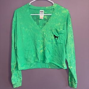 NWT Victoria’s Secret PINK Tie Dye Cropped Long Sleeve/Choker Cut Out - Size XS